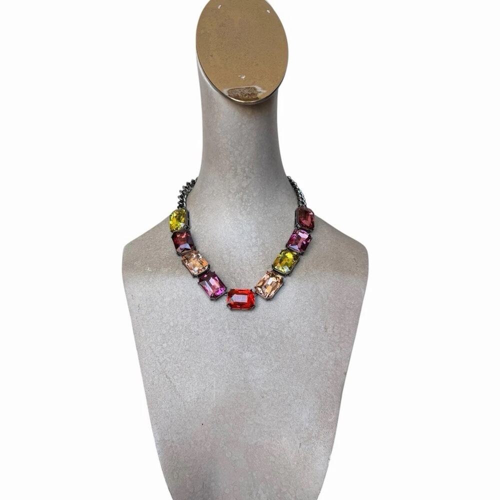 Denim & Co Multicolor Simulated Gemstone Statement Necklace NIB Faceted